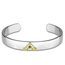 Charm Bangle LO3611 Reverse Two-Tone White Metal Bangle with Crystal