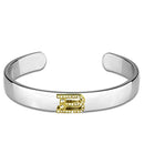 Charm Bangle LO3612 Reverse Two-Tone White Metal Bangle with Crystal
