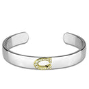 Charm Bangle LO3613 Reverse Two-Tone White Metal Bangle with Crystal