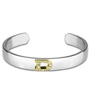 Charm Bangle LO3614 Reverse Two-Tone White Metal Bangle with Crystal