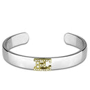 Charm Bangle LO3615 Reverse Two-Tone White Metal Bangle with Crystal