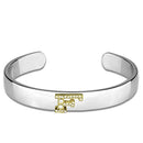 Charm Bangle LO3616 Reverse Two-Tone White Metal Bangle with Crystal