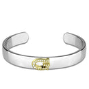 Charm Bangle LO3617 Reverse Two-Tone White Metal Bangle with Crystal