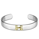 Charm Bangle LO3618 Reverse Two-Tone White Metal Bangle with Crystal