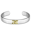 Charm Bangle LO3621 Reverse Two-Tone White Metal Bangle with Crystal