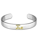 Charm Bangle LO3622 Reverse Two-Tone White Metal Bangle with Crystal