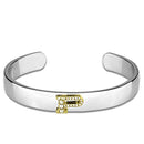 Charm Bangle LO3626 Reverse Two-Tone White Metal Bangle with Crystal