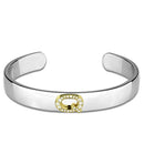 Charm Bangle LO3627 Reverse Two-Tone White Metal Bangle with Crystal