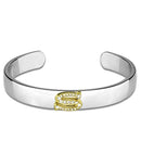 Charm Bangle LO3629 Reverse Two-Tone White Metal Bangle with Crystal