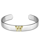 Charm Bangle LO3633 Reverse Two-Tone White Metal Bangle with Crystal