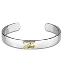 Charm Bangle LO3636 Reverse Two-Tone White Metal Bangle with Crystal