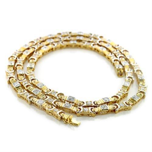 Gold Necklace For Women LO364 Gold+Rhodium Brass Necklace with CZ