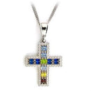 Silver Chain Necklace LOA556 Rhodium 925 Sterling Silver Necklace with CZ