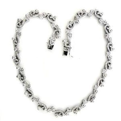 Silver Chain Necklace LOA558 Rhodium 925 Sterling Silver Necklace with CZ