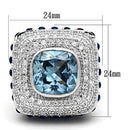 Vintage Wedding Rings LOA861 Rhodium Brass Ring with Synthetic in London Blue