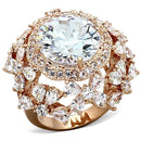Rose Gold Wedding Rings LOA891 Rose Gold Brass Ring with AAA Grade CZ