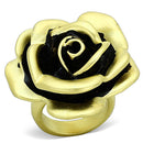Gold Ring LOA930 Matte Gold Brass Ring with Epoxy in Jet