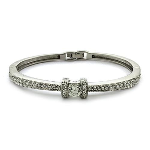 Silver Bangles LOAS1329 Rhodium 925 Sterling Silver Bangle with CZ