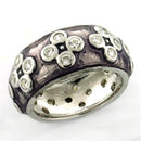 Men's Silver Band Rings LOAS730 Rhodium 925 Sterling Silver Ring with Epoxy