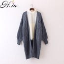 Long Cable Knit design Oversized Cardigan Coat-HF1100 Dark grey-One Size-JadeMoghul Inc.