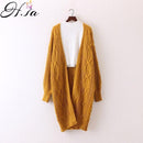 Long Cable Knit design Oversized Cardigan Coat-HF1100 Yellow-One Size-JadeMoghul Inc.