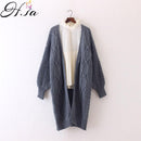 Long Cable Knit design Oversized Cardigan Coat-HF1100 Yellow-One Size-JadeMoghul Inc.