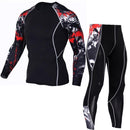 Long Sleeve Complete Graphic Compression Suit-Brown-S-JadeMoghul Inc.