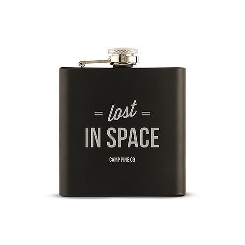Lost in Space Etched Black Hip Flask (Pack of 1)-Personalized Gifts For Men-JadeMoghul Inc.