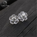 Lotus Fun Real 925 Sterling Silver Natural Crystal Handmade Fine Jewelry Flower in the Rain Stud Earrings for Women Brincos--JadeMoghul Inc.