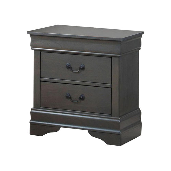 Louis Philippe III Contemporary Style Night Stand,Gray-Nightstands and Bedside Tables-Gray-Wood-JadeMoghul Inc.