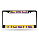Black License Plate Frame Louisiana State Black Laser Chrome Frame