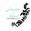 Love Bird Damask Heart Sticker Berry (Pack of 1)-Wedding Favor Stationery-Aqua Blue-JadeMoghul Inc.
