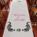 Love Bird Damask Personalized Aisle Runner White With Hearts Berry (Pack of 1)-Aisle Runners-Fuchsia-JadeMoghul Inc.