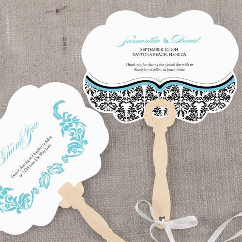 Love Bird Damask Personalized Hand Fan Berry (Pack of 1)-Wedding Parasols Umbrellas & Fans-Berry-JadeMoghul Inc.