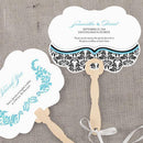 Love Bird Damask Personalized Hand Fan Berry (Pack of 1)-Wedding Parasols Umbrellas & Fans-Black-JadeMoghul Inc.