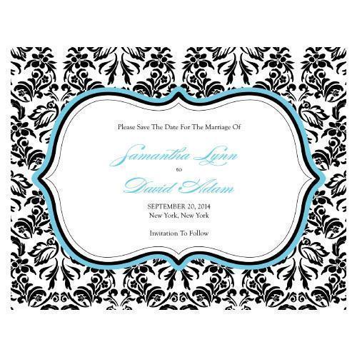 Love Bird Damask Save The Date Card Berry (Pack of 1)-Weddingstar-Black-JadeMoghul Inc.