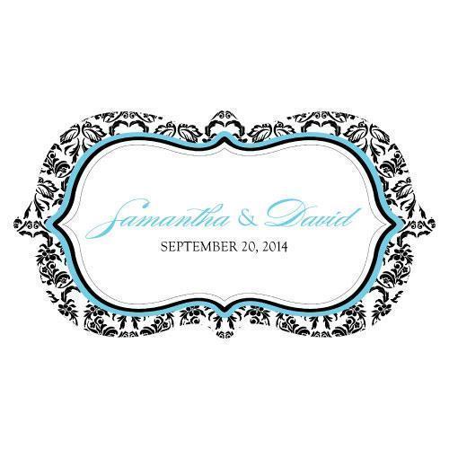 Love Bird Damask Small Cling Berry (Pack of 1)-Wedding Signs-Navy Blue-JadeMoghul Inc.