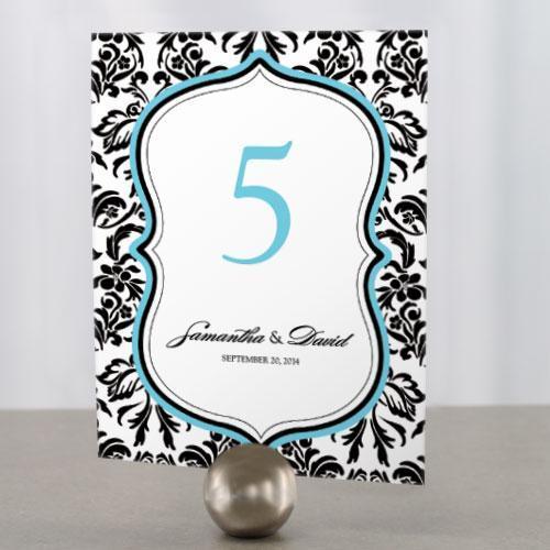 Love Bird Damask Table Number Numbers 13-24 Oasis Blue And Black (Pack of 12)-Table Planning Accessories-Berry-1-12-JadeMoghul Inc.