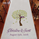 Love Bird Tree Personalized Aisle Runner Plain White Fuchsia (Pack of 1)-Aisle Runners-Plum-JadeMoghul Inc.