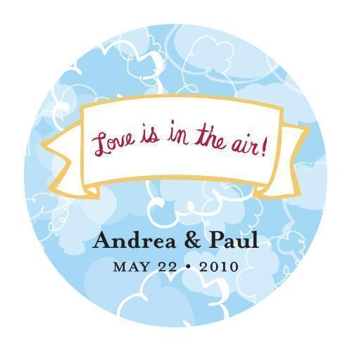 Love is in the Air Round Cloud Sticker (Pack of 1)-Wedding Favor Stationery-JadeMoghul Inc.