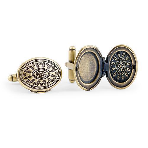 Love Locket Cufflinks - Antique Gold (Pack of 1)-Personalized Gifts for Men-JadeMoghul Inc.