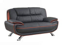 Loveseats Black Loveseat - 40" Sleek Black Leather Loveseat HomeRoots