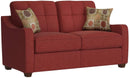 Loveseats Cheap Loveseats - 59" X 31" X 35" Red Linen Loveseat With 2 Pillows HomeRoots