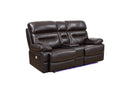 Loveseats Leather Loveseat - 78" X 40" X 41" Brown Power Reclining Console Loveseat HomeRoots