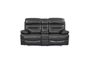 Loveseats Leather Loveseat - 78" X 40" X 41" Gray Power Reclining Console Loveseat HomeRoots