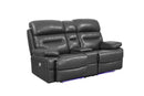 Loveseats Leather Loveseat - 78" X 40" X 41" Gray Power Reclining Console Loveseat HomeRoots