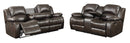Loveseats Leather Loveseat - Dark Brown Leather Gel Reclining Loveseat with Storage Console and Cup Holders HomeRoots