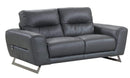Loveseats Modern Loveseat - 34" Lovely Dark Grey Leather Loveseat HomeRoots