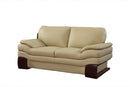 Loveseats Modern Loveseat - 44" Dazzling Beige Leather Loveseat HomeRoots