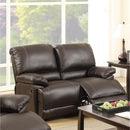 Loveseats Pine Wood Reclining Loveseat Dark Brown Benzara